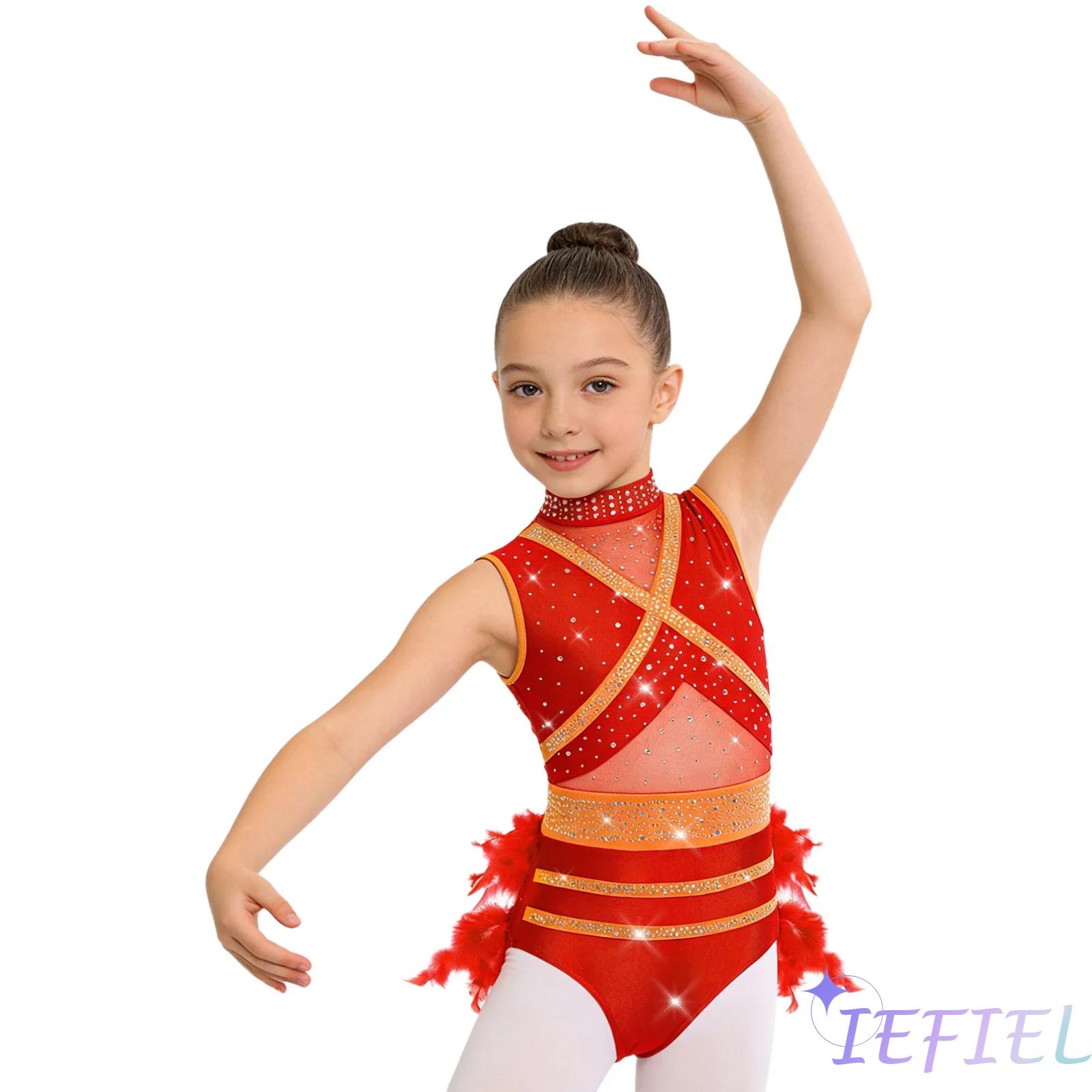 Kids Girls Latin Ballet Dance  - Rhinestone Banding Trim avaliação e preço